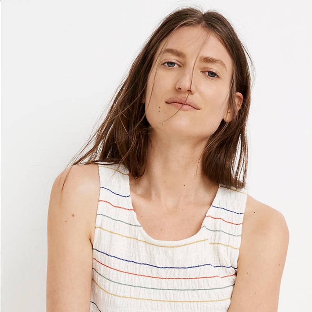 Madewell Texture&Thread Rainbow Smock Tank Top